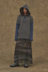 WAFFLE MEXICAN HOODIE -CHARCOAL × BLUE-
